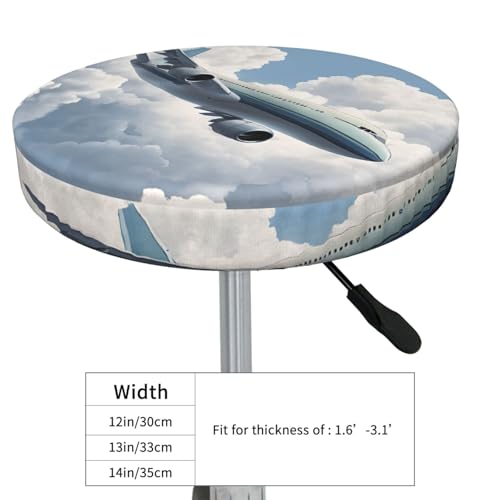Round Bar Stool Covers 12 Inch, Airplane Art, 3-Layer Velvet Circular Seat Cushion Covers, Washable Non-Slip Chair Pads for Round Stools, Suitable for Thick Within 2.76 Inch - size: 12 inch