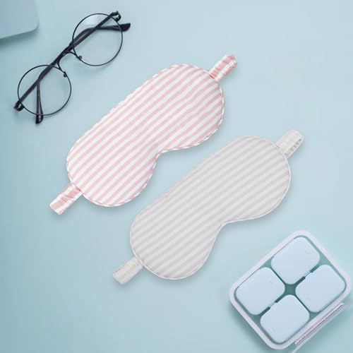 HBHLFZ Sleep Mask 2 Pack - Bamboo Viscose Fiber Sleeping Eye Mask - with Elastic Band/Headband - Comfort Sleeping Shade - for Nighttime Sleeping, Traveling & Napping（Light Pink，Silver） - color: Light Pink&silver