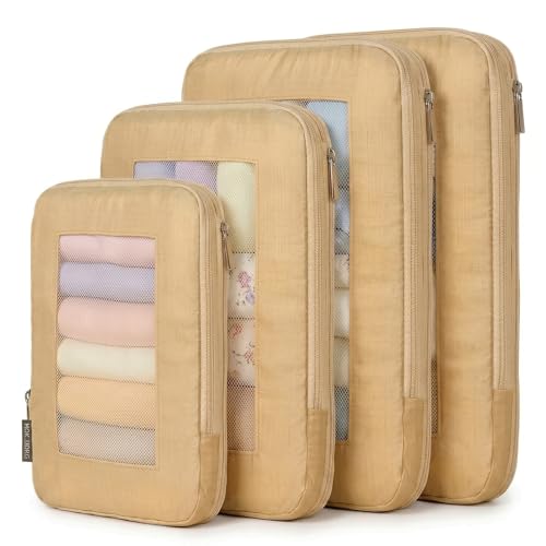 Compression Packing Cubes For Carry On Suitcase 20-22 Inch, 4 Pcs Expandable Packing Cubes For Travel for Luggage, Space Saving Travel Essentials