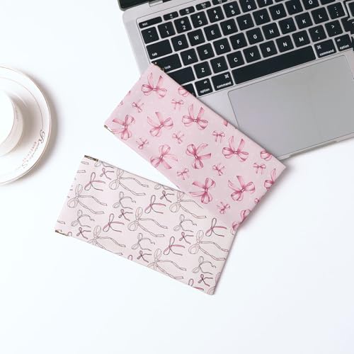 Glasses Case Soft, Eyeglass Cases for Women Portable Squeeze Top PU Leather 2 Pack Glasses Pouch with Cleaning Cloth - color: 2pcs Pink Bow