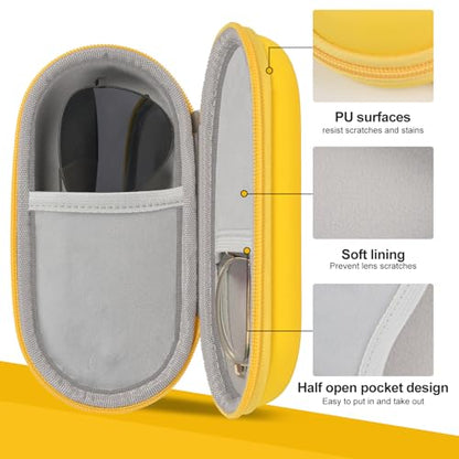 Double Glasses Case,Dual Eyeglasses & Sunglasses Organizer with Clip Zipper Closure for Travel 2 Pairs Storage Box - color: Yellow