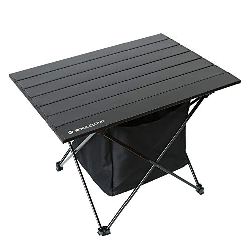 ROCK CLOUD Portable Camping Table Ultralight Aluminum Camp Table with Storage Bag Folding Beach Table for Camping Hiking Backpacking Outdoor Picnic, Size M - color: With Storage Bag Black, size: Medium