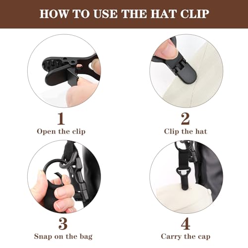 Niveaya Hat Clip for Travel on Bag - 3 Pack, Vacation Beach Cruise Essentials Accessory for Travel Handbag Backpack Luggage, Securely Hold to Keep Hat Shaped, Hands-Free, 3Pcs Black - color: 3pcs Black+black+black