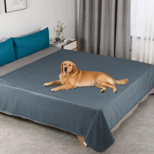 Ameritex Pet Bed Blanket Reversible 100% Waterproof Velvet Super Soft for Sofa and Bed - color: Blue+navyblue, size: 68x82 Inches