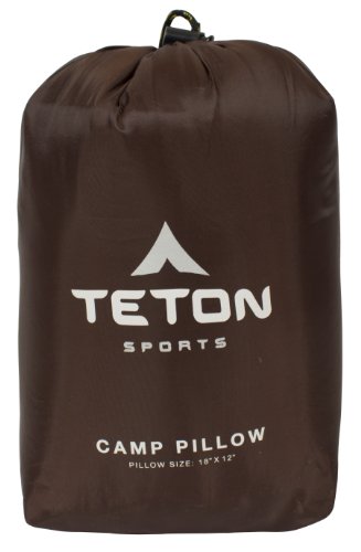 Teton Sports Camp Pillow; Great for Travel, Camping and Backpacking; Washable, Brown - color: Brown