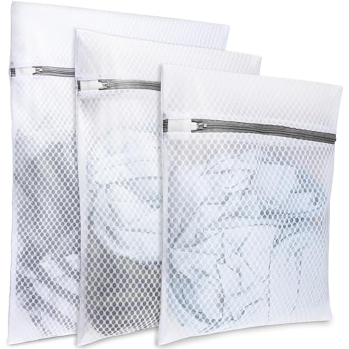 Mesh Laundry Bags for Delicates(Honeycomb), 3 Pcs Laundry Bags Mesh Wash Bags in 3 Sizes(1 Large, 1 Medium, 1 Small), Lingerie Bags for Washing Delicates, Garment Bag for Washing Machine - style: Honeycomb