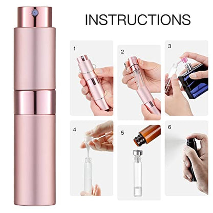 LISAPACK 8ML Atomizer Perfume Spray Bottle for Travel, Empty Refillable Cologne Dispenser, Portable Sprayer (Pink) - color: Pink