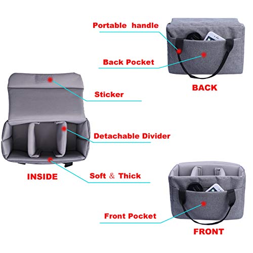 Camera Inserts Protective Bag Padded Insert Camer Cube Water Resistant DSLR SLR Case Foldable Liner for Sony,Canon,Nikon,Olympus Camera Lens Accessories Grey - color: Grey