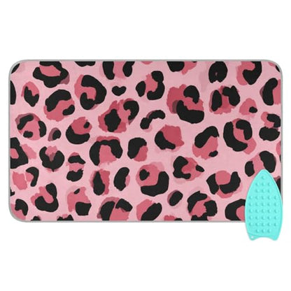 Light Leopard Print Pattern Ironing Mat for Table top Portable Ironing Pad Blanket for Washer Dryer Countertop Travel - color: Light Leopard Print Pattern