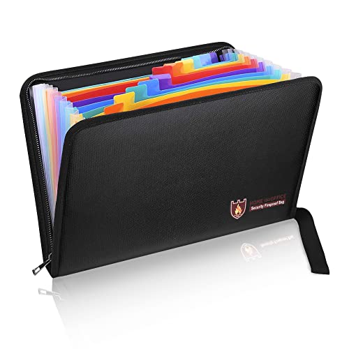 Fireproof Document Bag Fire & Water Resistant File Folder A4 Size 12 Pockets Fireproof Waterproof Safe Document Holder, Non-Itchy Silicone Coated Portable Filing Pouch for Legal Document(Colorful) - color: Fireproof Bag A4 Color