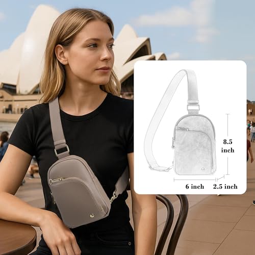 INICAT RFID Blocking Sling Bag, Anti Theft Crossbody Bag for Women Compact Travel Purses Leather - color: Gray