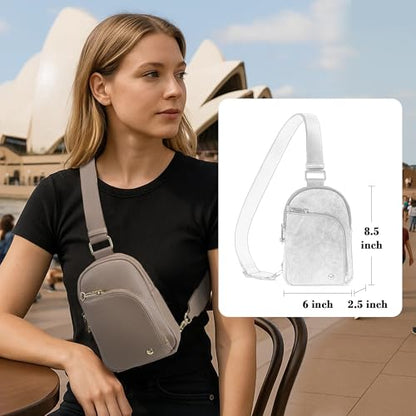 INICAT RFID Blocking Sling Bag, Anti Theft Crossbody Bag for Women Compact Travel Purses Leather - color: Gray