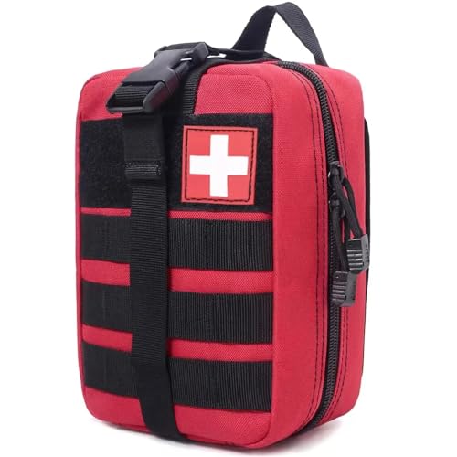 Tactical Medical Utility Pouch Rip Away First Aid Survival Bag for Travel Outdoor Hiking and Emergency Everyday Carry - color: Red