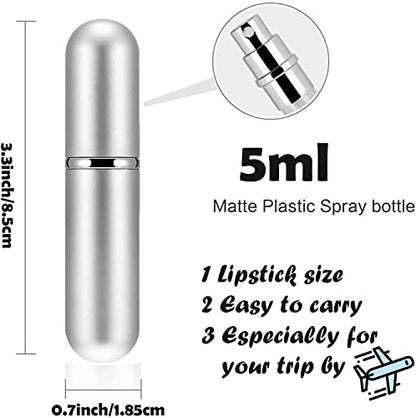 5ml Perfume Bottle Set, Portable Travel Refillable Perfume Atomiser, Mini Spray Bottles (3+1 Pcs) - Pink, Red, Silver with Separated Tool - color: Pink+Red+Silver