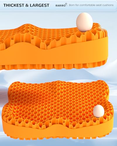 Enlarged 19.7" Gel Seat Cushion, Egg Gel Chair Pads for Wheelchair Pressure Coccyx Sciatica Pain Relief, Cooling Desk Seat Cushion for Kayak, Car, Office Chair Long Sitting[Orange] - color: Orange, size: 19.7*16.1*3.5in