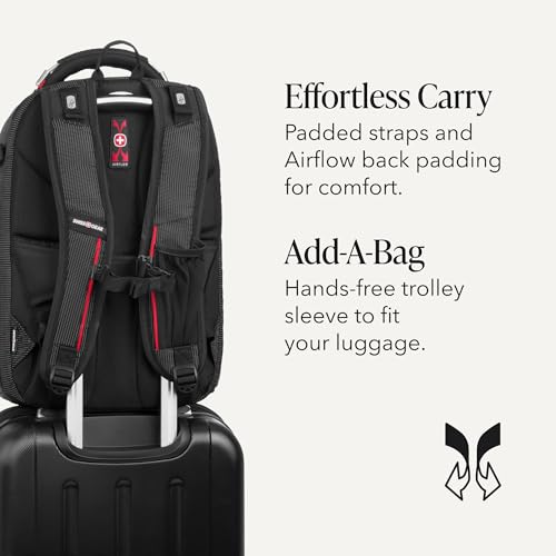 SwissGear Travel Tech Elite Laptop Backpack – Fits Laptops up to 16” – ScanSmart TSA-Friendly Backpack with USB Port, Shoe Compartment & Organizer Pockets – Black Dot - color: Black Dot, style: Travel Tech Elite