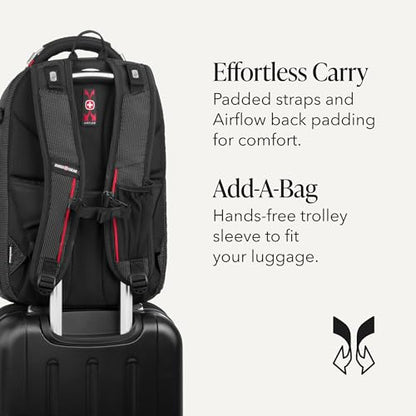 SwissGear Travel Tech Elite Laptop Backpack – Fits Laptops up to 16” – ScanSmart TSA-Friendly Backpack with USB Port, Shoe Compartment & Organizer Pockets – Black Dot - color: Black Dot, style: Travel Tech Elite