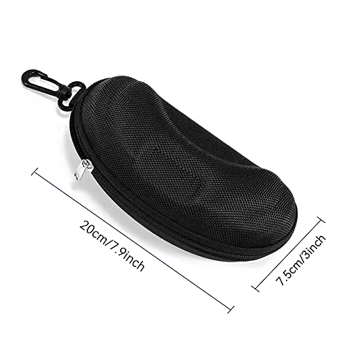 Yamrots 2 Pcs Zipper Hard Sunglasses Cases Portable Travel Eyeglasses Cases with Plastic Hook - color: Black