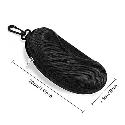 Yamrots 2 Pcs Zipper Hard Sunglasses Cases Portable Travel Eyeglasses Cases with Plastic Hook - color: Black