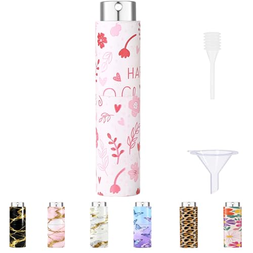 5ml Perfume Atomiser Refillable Bottles Portable Mini Spray Travel Bottle Easy to Refill Empty Atomizer Bottle for Purse Handbag Pocket Luggage,Bright Color (Pink Lover 1) - color: Pink Lover 1