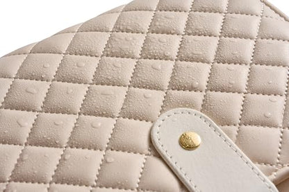 PU Leather Jewelry Binder Organizer Box - Bracelet Earring Rings Necklaces Jewelry Boxes Travel Case with Zipper Velvet Pouch Bags, Gift for Women - Cream White - color: Cream White_quilted Diamond Pattern
