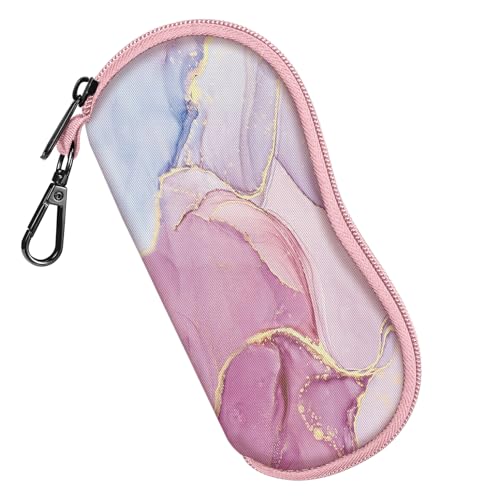 FINTIE Glasses Case with Carabiner, Ultra Light Portable Neoprene Zipper Sunglasses Soft Case - color: Glittering Marble