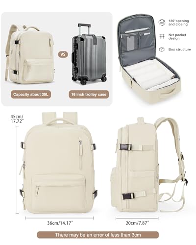 VGCUB Lightweight Travel Backpack for Women Men,Carry on Backpack Flight Approved Luggage,Water Resistant Laptop College Work Backpack Personal Item Daypack Bookbag Mochila de Viaje,Beige - color: Beige, style: X-large