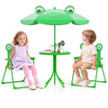 HONEY JOY Kids Picnic Table, Animal Themed Toddler Outdoor Table and Chair Set, 2 Folding Chairs & Removable Umbrella, Children Outdoor Furniture for Backyard Patio Garden (Green Frog) - color: Green Frog