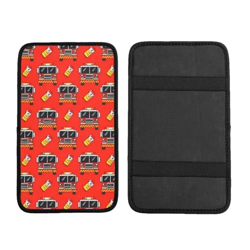 Cute Cartoon Fire Truck Print Car Handrail Box Cushion Interior Decor Armrest Cover Accessories 12.6 X 7.5 in - color: Cute Cartoon Fire Truck Print
