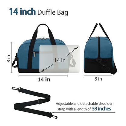 Apenze Small Gym Bag 14 inch lightweight Carry On Mini Duffel Bag for Travel Sport - Blue - color: Blue