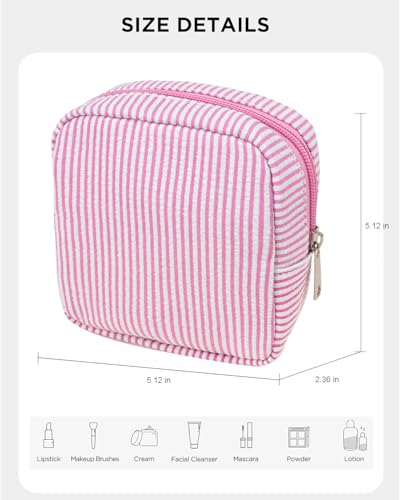 Small Makeup Bag, Mini Makeup Pouches for Purse Cute Cosmetics Bag Pouch with Slip-in Pockets Small Travel Toiletry Bag Makeup Storage Bag Lipstick Organizer Purse Essentials - color: 0-Mini Pink