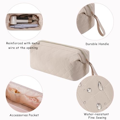 RSRSLEII Large Quilted Hair Tools Travel Bag,Waterproof Hair Styling Accessories Storage Case for Flat Irons,Straightener,Curling Iron,Hair Dryer,Dyson Airwrap Travle Bag (12 Solid Beige) - color: 12 Solid Beige