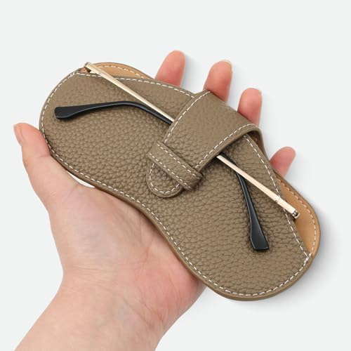 Leather Glasses Case, Portable Lightweight Soft Eyeglass Case, Travel Sunglasses Protective Case for Women Men - color: Brown