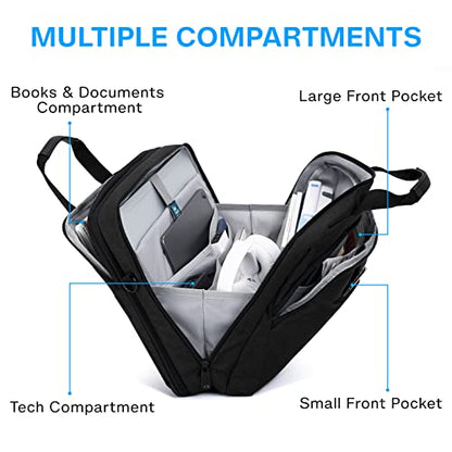 BAGSMART 17.3 Inch Laptop Bag, Expandable Computer Bag Laptop Briefcase Men Women,Laptop Shoulder Bag,Work Bag Business Travel Office, Black - color: Black-17.3 Inch