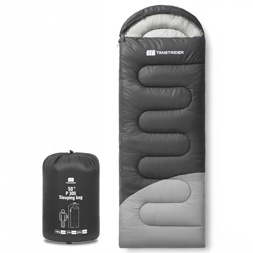Sleeping Bags for Adults & Kids 3-4 Seasons, 40°F-65°F Warm Camping Sleeping Bag, Lightweight Waterproof Compact Backpacking Sleeping Bag with Compression Sack for Hiking Travel Outdoor Indoor - color: gray-v