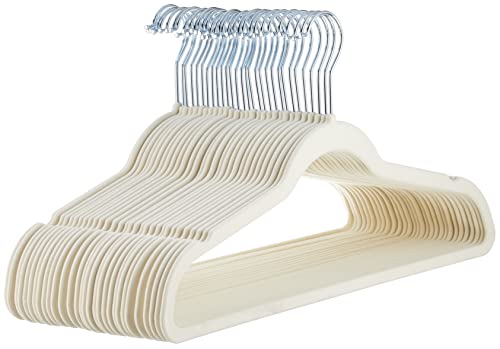 Amazon Basics Slim Velvet Non-Slip Space Saving Suit Clothes Hangers, Closet Organizer, Ivory/Beige, 30-Pack - color: Ivory/Beige, size: Pack of 30