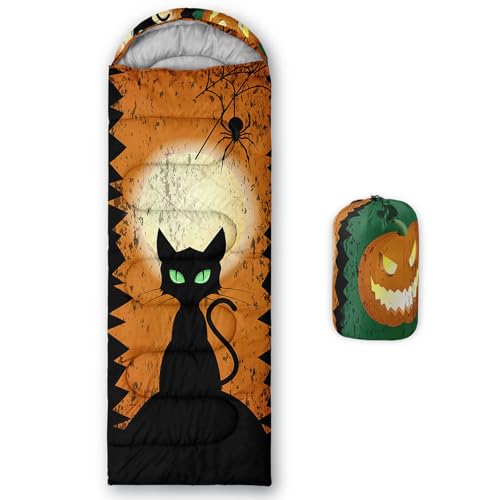 Kids Sleeping Bag for Boys Girls,Western Cowboy Print-Lightweight Warm Portable Outdoor Indoor-Waterproof Cold Weather Resistant Sleeping Bag for Camping Hiking - color: Cat