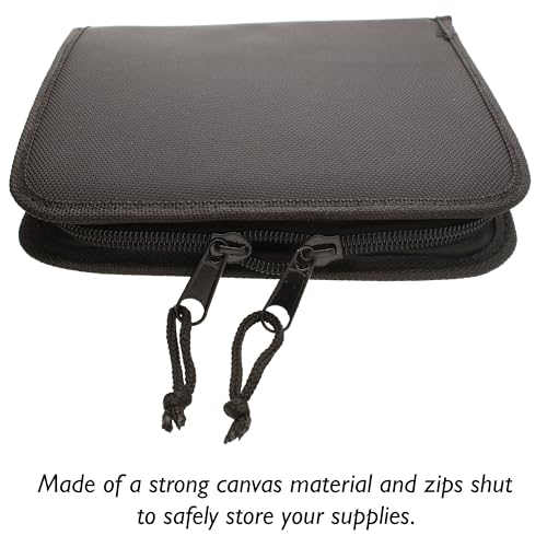 The Beadsmith Zippered Tool Pouch – 8” x 7” x 1.25” – 8 Bands – Made of Black Canvas – Use to Store and Transport Craft Pliers and Tools - color: Black, size: 8 Bands - Black