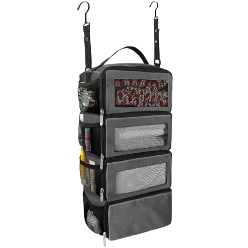 Olosar Suitcase Organizer, Travel Luggage Organizer Portable Hanging Travel Shelves Collapsible Hanging Packing Cubes for Carry on Suitcase - color: Dark Grey-S, size: Small