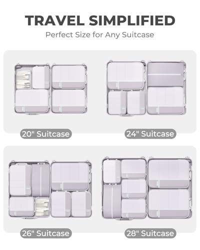 Percover Compression Packing Cubes for Travel, 4-Piece Structured Compression Organizer Set with Label Pockets for Carry-On & Checked Luggage, Purple - color: Purple, size: 4 Set
