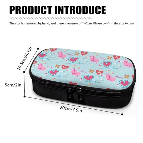 Pink Love Heart Print Diabetic Supplies Storage Bag, Stethoscope Print Portable Glucose Meter Carrying Case for Women Nurse Diabetic Supplies - color: Pink Love Heart Stethoscope