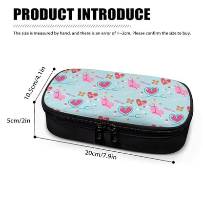 Pink Love Heart Print Diabetic Supplies Storage Bag, Stethoscope Print Portable Glucose Meter Carrying Case for Women Nurse Diabetic Supplies - color: Pink Love Heart Stethoscope