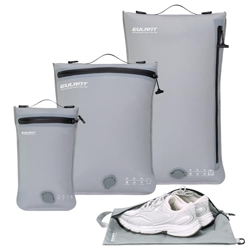 Eulant 4 Set Vacuum Packing Bags for Travel,Professional IPX8 Zip Packing Organizer for Suitcases Backpack,Space Saver Bags Packing Organizers for Clothing Packing - color: Grey, size: 4 Set No Pump