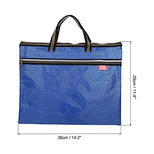 PATIKIL Waterproof Zipper File Bag, Documents Books Tools Storage Zip Pouch for Office Travel, Blue - color: Blue