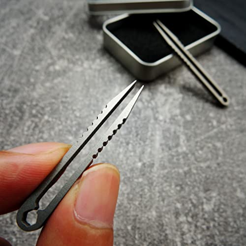 Canku 2pcs Mini Tweezers Portable Titanium Alloy EDC Survival Camping Outdoor Travel Tool(Silver) … - color: Silver