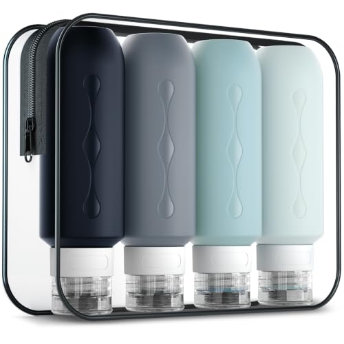 Gemice Travel Bottles for Toiletries, Tsa Approved Travel 6oz Size Containers with Clear Bag, BPA Free Leak Proof Travel Tubs Refillable Liquid Travel Accessories for Cometic Shampoo Lotion - color: Cool Grays, size: 6oz(180ml)