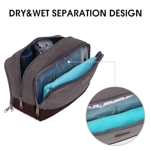 WANDF Travel Toiletry Bag for Men Large Toiletries Shaving Bag Water Resistant Hanging Dopp Kit Travel Accessories Bag for Women Men (Taupe) - color: Taupe
