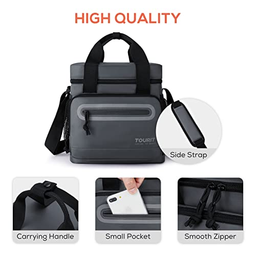 TOURIT Large Lunch Bag 14L Insulated Lunch Box Lunch Cooler for Men Women Work, Black - color: A-Dark Gray