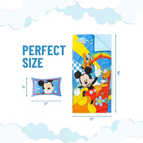 Jay Franco Kids Slumber Bag and Pillow - 54 x 27 Inch Comfy Indoor Sleeping Bag for School and Sleepovers, 2 Piece Set, Multi - Mickey Mouse - color: Multi - Mickey Mouse
