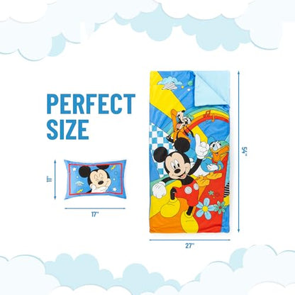 Jay Franco Kids Slumber Bag and Pillow - 54 x 27 Inch Comfy Indoor Sleeping Bag for School and Sleepovers, 2 Piece Set, Multi - Mickey Mouse - color: Multi - Mickey Mouse